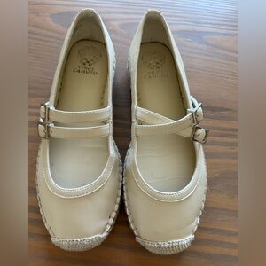 Vince Camuto Cream Leather Espadrille Mary Jane Flats | Size
